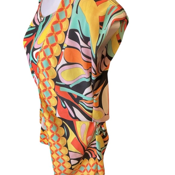 BOLD elements Multicolor Abstract Women's Blouse Boho Kimono style size M - Picture 7 of 10